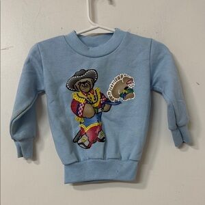 Rabbit Skins Light Blue Sweatshirt with Cowboy Bear Design 90’s